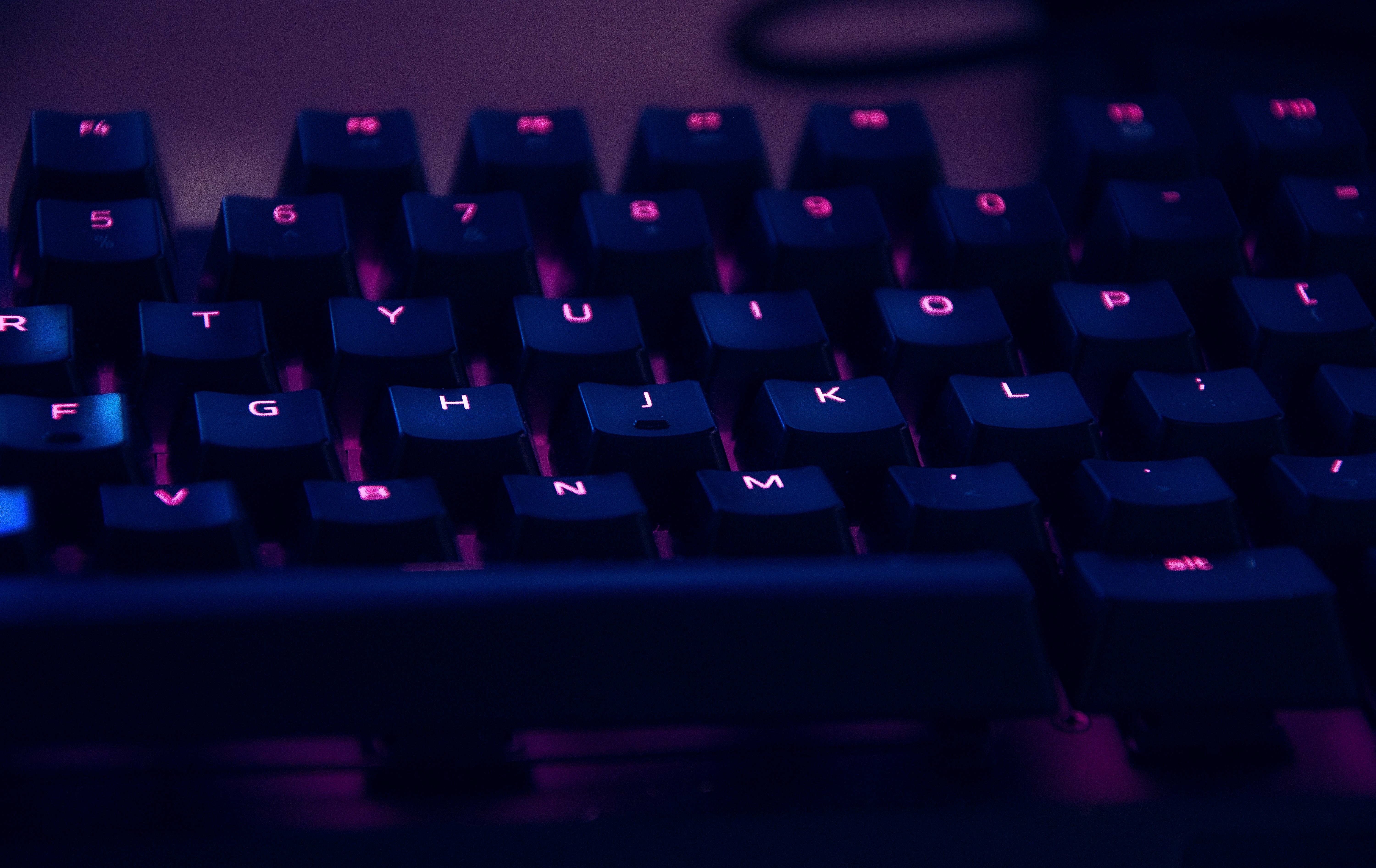 keyboard with purple backlighting